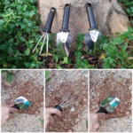Set 10 Unelte Grădinărit Brico360, Oțel Inoxidabil și PVC, Kit Complet Plantare și Îngrijire cu Cutie Organizatoare, Negru - imagine 6