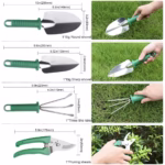 Set 10 Unelte Grădinărit Brico360, Oțel Inoxidabil și PVC, Kit Complet Plantare și Îngrijire cu Cutie Organizatoare, Verde - imagine 3