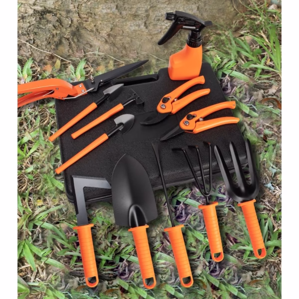 Set 12 accesorii pentru gradinarit Flippy, geanta depozitare inclusa, otel inoxidabil, 37 x 27 cm, portocaliu - imagine 6