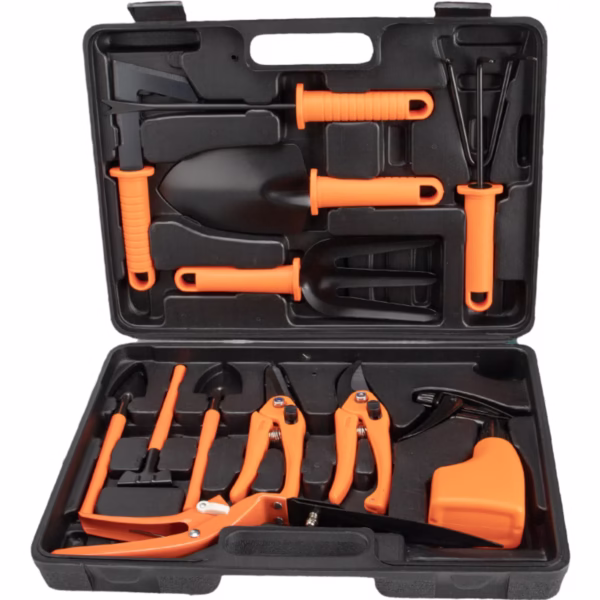 Set 12 accesorii pentru gradinarit Flippy, geanta depozitare inclusa, otel inoxidabil, 37 x 27 cm, portocaliu - imagine 1