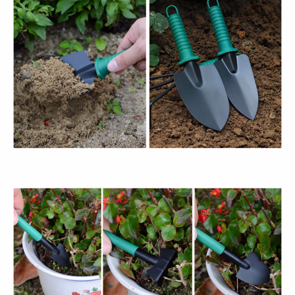 Set 12 Unelte de Gradina, Flippy, pentru Plantare Prelucrare Sol si Ingrijire Plante, Material PVC si Cardboard, Cutie Inclusa, 37x28 cm, Verde - imagine 3