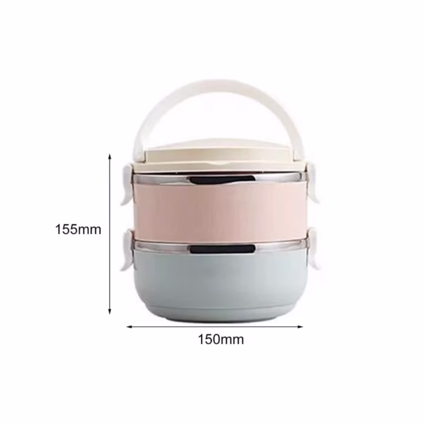 Set 2 Caserole pentru alimente Flippy, lunch box, 1400 ml, otel inoxidabil, maner, valva aerisire, 15.5 x 15 cm, inchidere etansa, multicolor - imagine 4