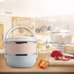 Set 2 Caserole pentru alimente Flippy, lunch box, 1400 ml, otel inoxidabil, maner, valva aerisire, 15.5 x 15 cm, inchidere etansa, multicolor - imagine 14