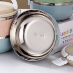 Set 2 Caserole pentru alimente Flippy, lunch box, 1400 ml, otel inoxidabil, maner, valva aerisire, 15.5 x 15 cm, inchidere etansa, multicolor - imagine 16