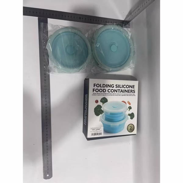 Set 2 caserole rotunde pliabile Flippy, din silicon, rezistenta la temperaturi ridicate, usor de depozitat si curatat, 500 si 800 ml, utilizare in cuptorul cu microunde, albastra - imagine 6