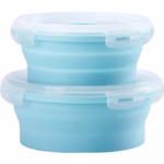 Set 2 caserole rotunde pliabile Flippy, din silicon, rezistenta la temperaturi ridicate, usor de depozitat si curatat, 500 si 800 ml, utilizare in cuptorul cu microunde, albastra - imagine 10