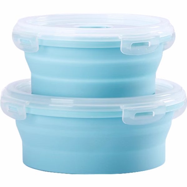 Set 2 caserole rotunde pliabile Flippy, din silicon, rezistenta la temperaturi ridicate, usor de depozitat si curatat, 500 si 800 ml, utilizare in cuptorul cu microunde, albastra - imagine 10