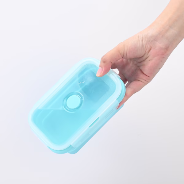 Set 3 caserole pliabile Flippy, din silicon, rezistenta la temperaturi ridicate, usor de depozitat si curatat, 350/500/800 ml, utilizare in cuptorul cu microunde, albastra - imagine 16