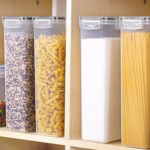 Set 4 Recipiente din Plastic, Flippy, pentru Alimente/Obiecte, Inchidere Ermetica, 4 x 2.8l, Transparent - imagine 4