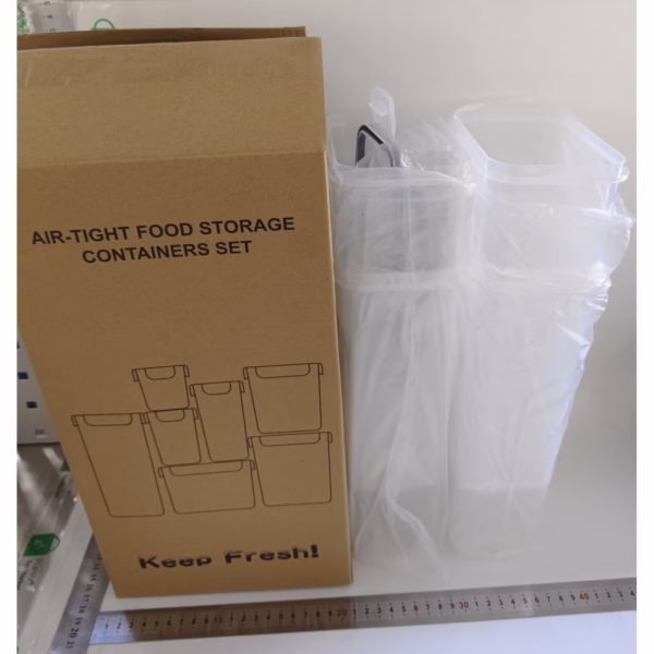 Set 4 Recipiente din Plastic, Flippy, pentru Alimente/Obiecte, Inchidere Ermetica, 4 x 2.8l, Transparent - imagine 8