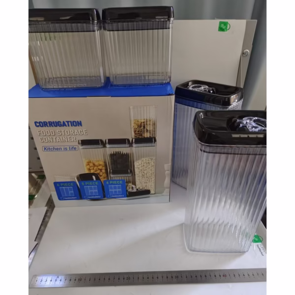 Set 4 Recipiente din Plastic, Flippy, pentru Alimente/Obiecte, Inchidere Ermetica, Textura Ondulata, 2 x 1.5l, 2 x 3.3 l, Transparent - imagine 14