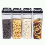 Set 4 Recipiente din Plastic, Flippy, pentru Alimente/Obiecte, Inchidere Ermetica, Textura Ondulata, 4 x 3.3 l, Transparent - imagine 2