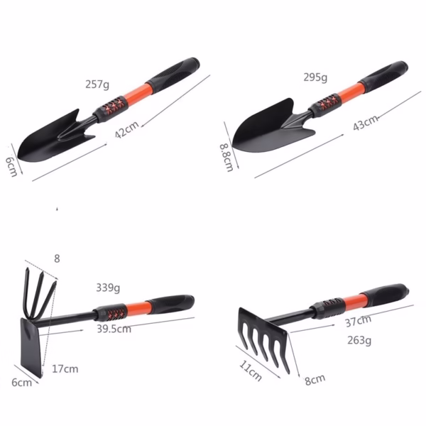 Set 4 Unelte de Gradina Flippy, Maner extensibil, pentru Plantare Prelucrare Sol si Ingrijire Plante, Material otel carbon, negru - imagine 8