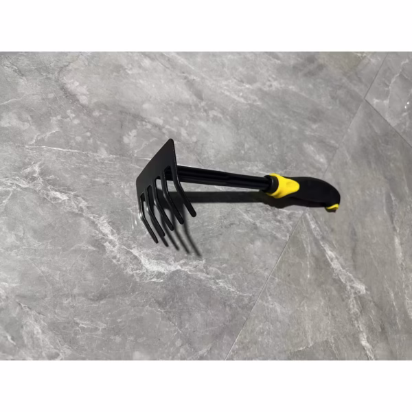 Set 4 Unelte de Gradina Flippy, pentru Plantare, Prelucrare Sol si Ingrijire Plante, Material PVC Carbon, Grebla, Sapaliga cu Cap Dublu, Lopata Mica, Lopata Lata, 43 x 11 cm, Negru/Galben - imagine 5