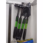 Set 4 Unelte de Gradina Flippy, pentru Plantare, Prelucrare Sol si Ingrijire Plante, Material PVC Carbon, Grebla, Sapaliga cu Cap Dublu, Lopata Mica, Lopata Lata, 43 x 11 cm, Negru/Verde - imagine 3