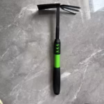 Set 4 Unelte de Gradina Flippy, pentru Plantare, Prelucrare Sol si Ingrijire Plante, Material PVC Carbon, Grebla, Sapaliga cu Cap Dublu, Lopata Mica, Lopata Lata, 43 x 11 cm, Negru/Verde - imagine 6