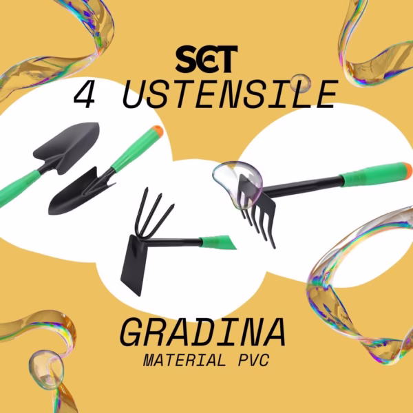 Set 4 Unelte de Gradina Flippy, pentru Plantare Prelucrare Sol si Ingrijire Plante, Material PVC si cardboard, 31.5 x 8.5 cm, verde - imagine 3