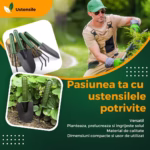 Set 4 Unelte de Gradina Flippy, pentru Plantare Prelucrare Sol si Ingrijire Plante, Material PVC si cardboard, 25 x 8.5 cm, verde - imagine 2