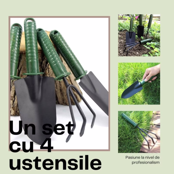 Set 4 Unelte de Gradina Flippy, pentru Plantare Prelucrare Sol si Ingrijire Plante, Material PVC si cardboard, 25 x 8.5 cm, verde - imagine 4