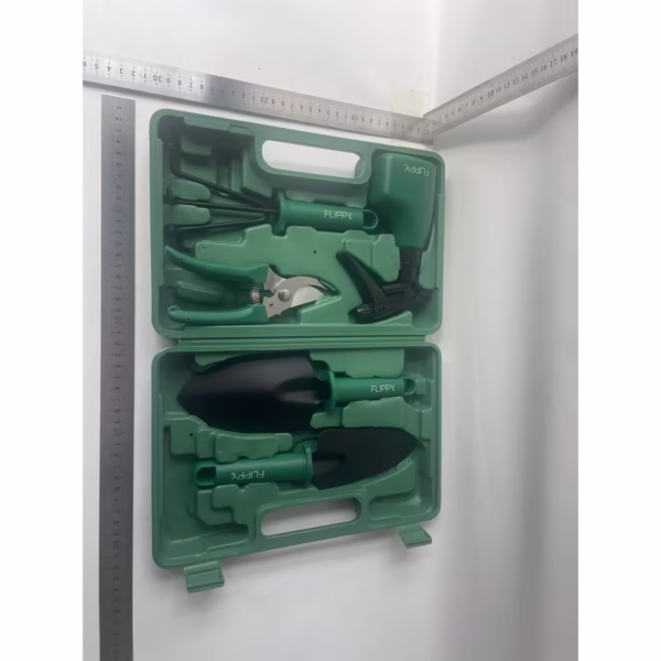 Set 5 accesorii pentru gradinarit Flippy, geanta depozitare inclusa, otel inoxidabil, 18.5 x 29.5 cm, verde - imagine 8