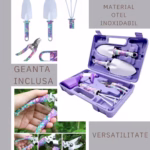 Set 5 accesorii pentru gradinarit Flippy, geanta depozitare inclusa, otel inoxidabil, 38 x 29 cm, mov - imagine 3