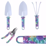 Set 5 accesorii pentru gradinarit Flippy, geanta depozitare inclusa, otel inoxidabil, 38 x 29 cm, mov - imagine 6