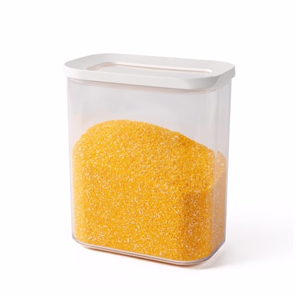 Set 5 Cutii de Depozitare Alimente, Flippy, Capac Alb, din ABS+Silicon, 23 x 15 x 27 cm, Transparent - imagine 5