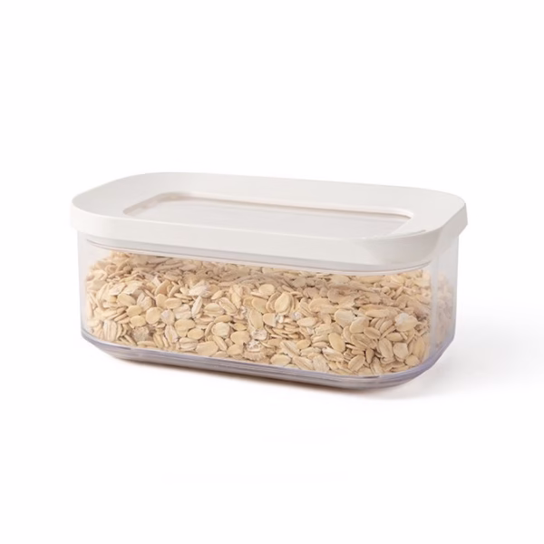 Set 5 Cutii de Depozitare Alimente, Flippy, Capac Alb, din ABS+Silicon, 23 x 15 x 27 cm, Transparent - imagine 7