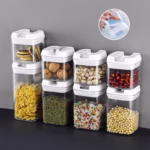 Set 6 Recipiente din Plastic, Flippy, pentru Alimente/Obiecte, Inchidere Ermetica, 2 x 0.5l, 2 x 0.8l, 2 x 1.2l, Capac Alb, Transparent - imagine 6