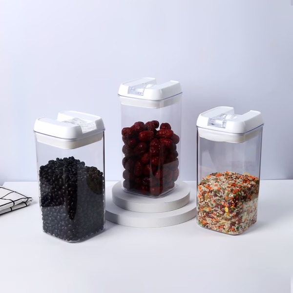 Set 6 Recipiente din Plastic, Flippy, pentru Alimente/Obiecte, Inchidere Ermetica, 2 x 0.5l, 2 x 0.8l, 2 x 1.2l, Capac Alb, Transparent - imagine 7