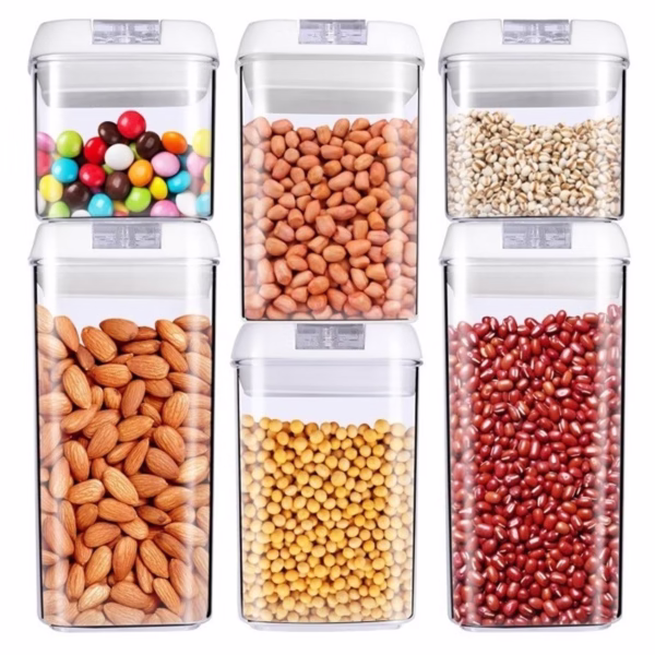 set-6-cutii-de-depozitare-alimente-condimente-flippy-transparente-albe-main-68161498bafa0 Set 6 Recipiente din Plastic, Flippy, pentru Alimente/Obiecte, Inchidere Ermetica, 2 x 0.5l, 2 x 0.8l, 2 x 1.2l, Capac Alb, Transparent - imagine 1