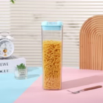 Set 6 Cutii de Depozitare Alimente, Flippy, 2 x 500ml, 2 x 800ml, 2 x 1200ml, Capac Albastru, din PP+PET, Inchidere Ermetica, Transparent - imagine 4