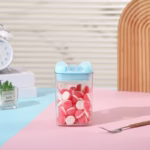 Set 6 Cutii de Depozitare Alimente, Flippy, 2 x 500ml, 2 x 800ml, 2 x 1200ml, Capac Albastru, din PP+PET, Inchidere Ermetica, Transparent - imagine 5