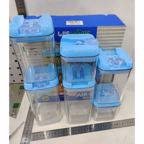 Set 6 Cutii de Depozitare Alimente, Flippy, 2 x 500ml, 2 x 800ml, 2 x 1200ml, Capac Albastru, din PP+PET, Inchidere Ermetica, Transparent - imagine 10