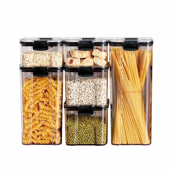 Set 6 Recipiente din Plastic, Flippy, pentru Alimente/Obiecte, Inchidere Ermetica, 2 x 460 ml, 2 x 700 ml, 1 x 1300 ml, 1 x 1800 ml, Transparent - imagine 1