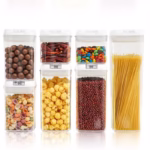 Set 7 Recipiente din Plastic, Flippy, pentru Alimente/Obiecte, Inchidere Ermetica, 2 x 0.5l, 2 x 0.8l, 2 x 1.2l, 1 x 1.9 l, Capac Alb, Transparent - imagine 3