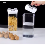 Set 7 Recipiente din Plastic, Flippy, pentru Alimente/Obiecte, Inchidere Ermetica, 2 x 0.5l, 2 x 0.8l, 2 x 1.2l, 1 x 1.9 l, Capac Alb, Transparent - imagine 4
