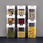 Set 7 Recipiente din Plastic, Flippy, pentru Alimente/Obiecte, Inchidere Ermetica, 2 x 0.5l, 2 x 0.8l, 2 x 1.2l, 1 x 1.9 l, Capac Alb, Transparent - imagine 6