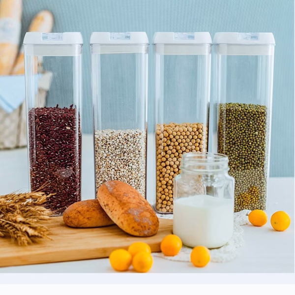 Set 7 Recipiente din Plastic, Flippy, pentru Alimente/Obiecte, Inchidere Ermetica, 2 x 0.5l, 2 x 0.8l, 2 x 1.2l, 1 x 1.9 l, Capac Alb, Transparent - imagine 7