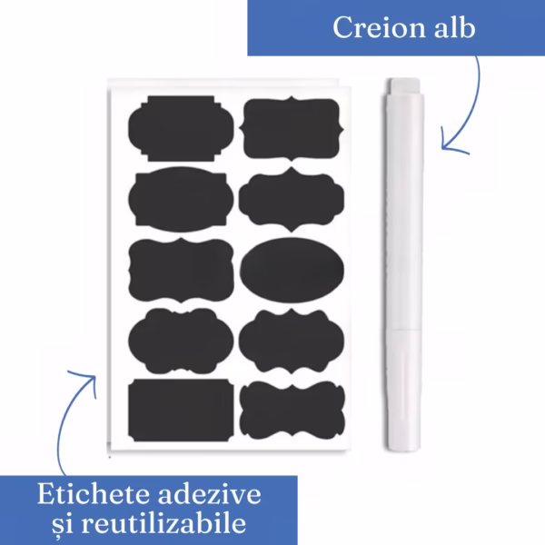 Set 7 Recipiente Organizare Alimente, Flippy, Inchidere Etansa, Etichete Reutilizabile, Cupe Masurare, 4 Dimensiuni Diferite, din Plastic Dur, Transparent - imagine 3
