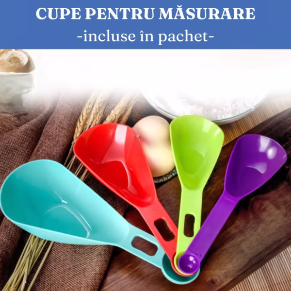 Set 7 Recipiente Organizare Alimente, Flippy, Inchidere Etansa, Etichete Reutilizabile, Cupe Masurare, 4 Dimensiuni Diferite, din Plastic Dur, Transparent - imagine 4