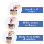 Set 7 Recipiente Organizare Alimente, Flippy, Inchidere Etansa, Etichete Reutilizabile, Cupe Masurare, 4 Dimensiuni Diferite, din Plastic Dur, Transparent - imagine 20