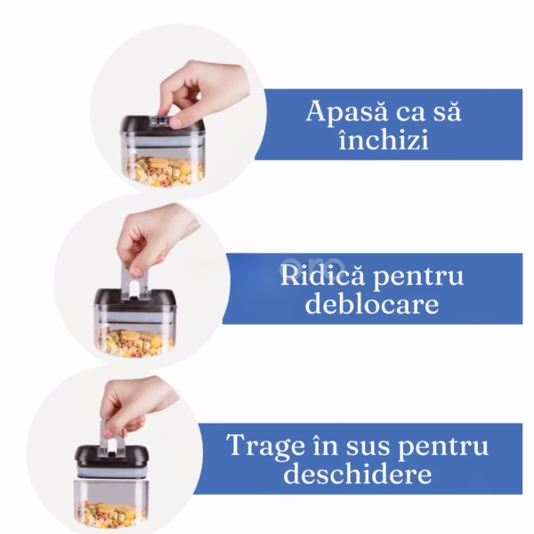 Set 7 Recipiente Organizare Alimente, Flippy, Inchidere Etansa, Etichete Reutilizabile, Cupe Masurare, 4 Dimensiuni Diferite, din Plastic Dur, Transparent - imagine 20