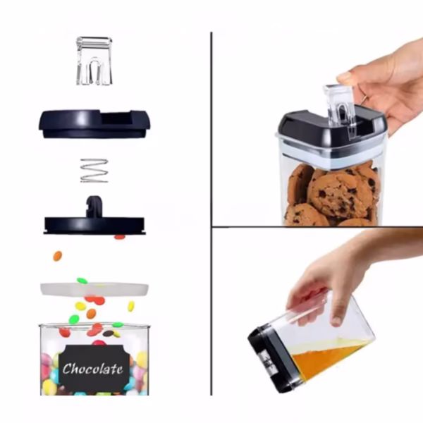 Set 7 Recipiente Organizare Alimente, Flippy, Inchidere Etansa, Etichete Reutilizabile, Cupe Masurare, 4 Dimensiuni Diferite, din Plastic Dur, Transparent - imagine 21