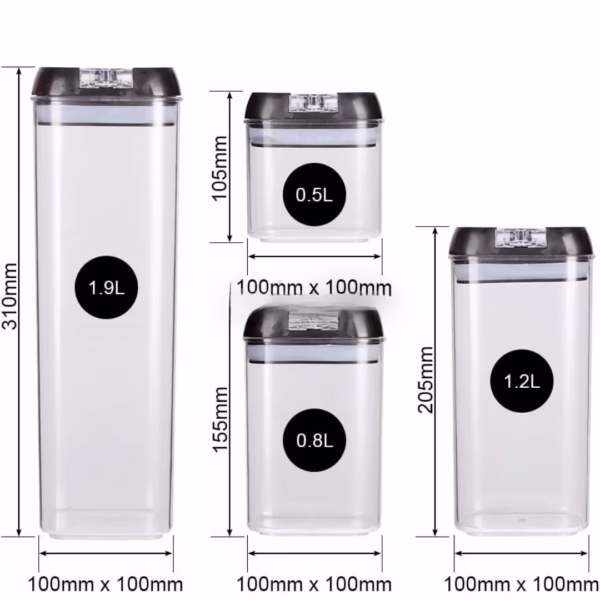 Set 7 Recipiente Organizare Alimente, Flippy, Inchidere Etansa, Etichete Reutilizabile, Cupe Masurare, 4 Dimensiuni Diferite, din Plastic Dur, Transparent - imagine 8