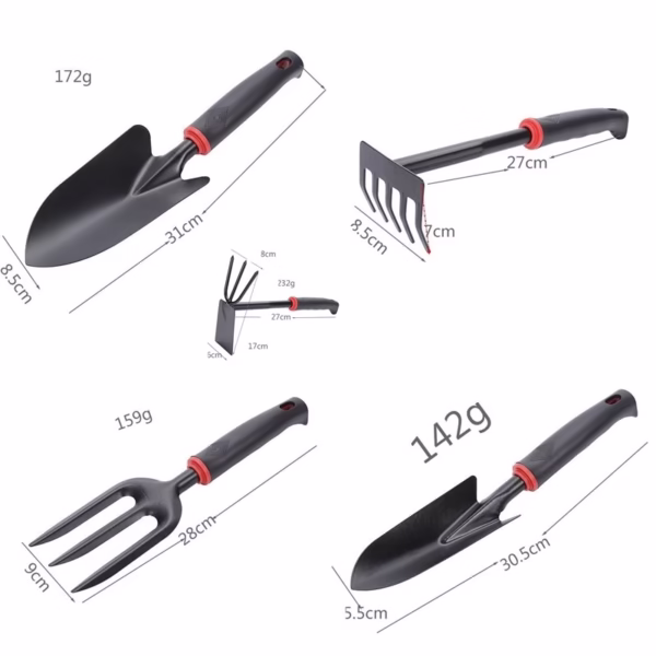 Set 7 Unelte de Gradina Flippy, pentru Plantare Prelucrare Sol si Ingrijire Plante, Material PVC si cardboard, 31.5 x 8 cm, negru - imagine 2