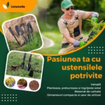 Set 7 Unelte de Gradina Flippy, pentru Plantare Prelucrare Sol si Ingrijire Plante, Material PVC si cardboard, 31.5 x 8 cm, negru - imagine 3