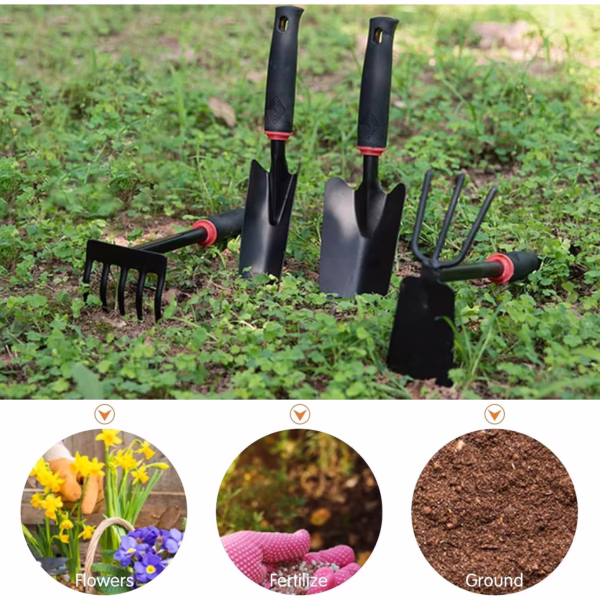 Set 7 Unelte de Gradina Flippy, pentru Plantare Prelucrare Sol si Ingrijire Plante, Material PVC si cardboard, 31.5 x 8 cm, negru - imagine 7