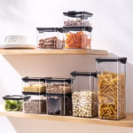 Set 8 Recipiente din Plastic, Flippy, pentru Alimente/Obiecte, Inchidere Ermetica, 2 x 460 ml, 3 x 700 ml, 2 x 1300 ml, 1 x 1800 ml, Transparent - imagine 7