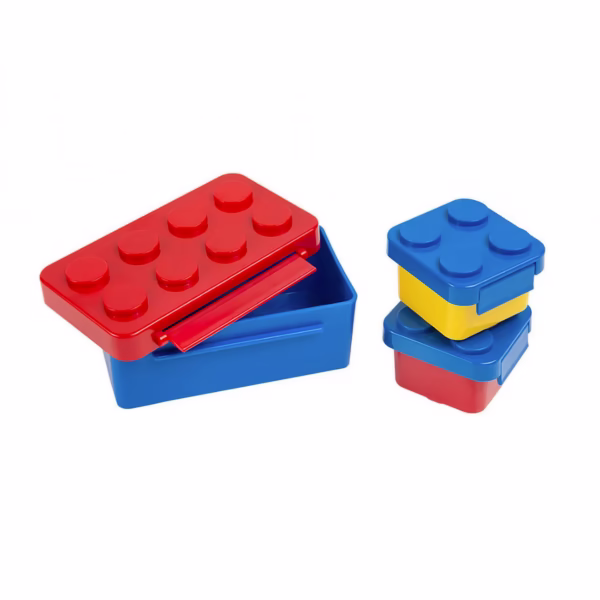 Set caserole pentru pranz interactive, Flippy, cuburi de construit, plastic, multicolor - imagine 4